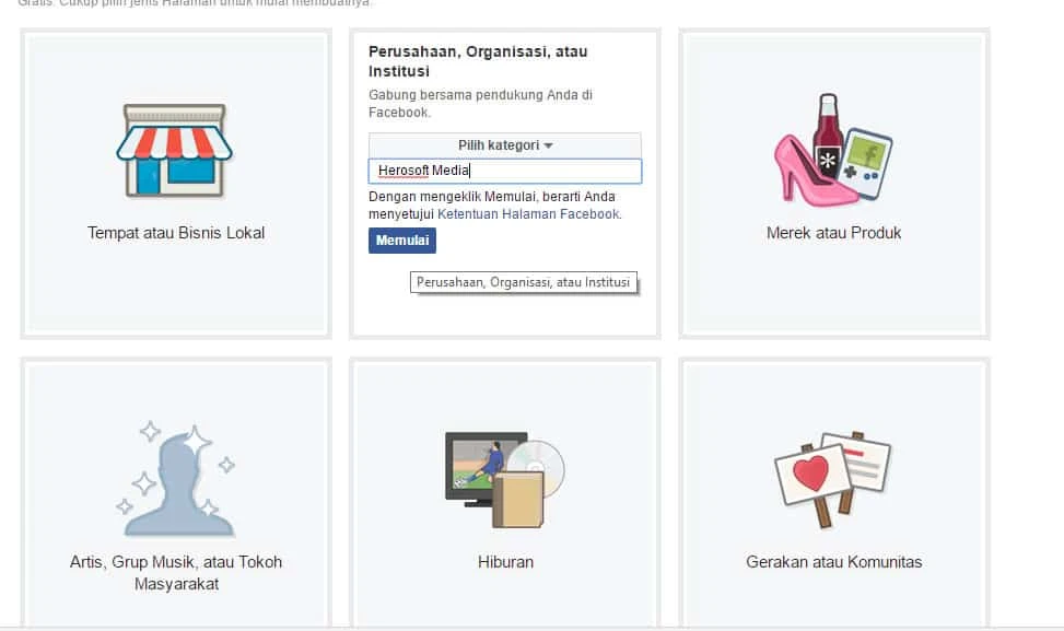 Membuat Fanpage, Cara Membuat Fanpage