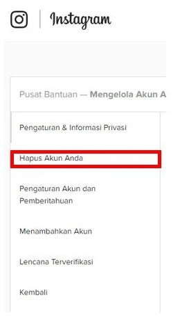 Hapus akun